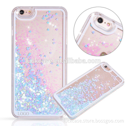 Luxury Bling Glitter Sparkle Hybrid Bumper Phone Case with Liquid Infused with Glitter and Stars for Iphone 6/iphone 6s